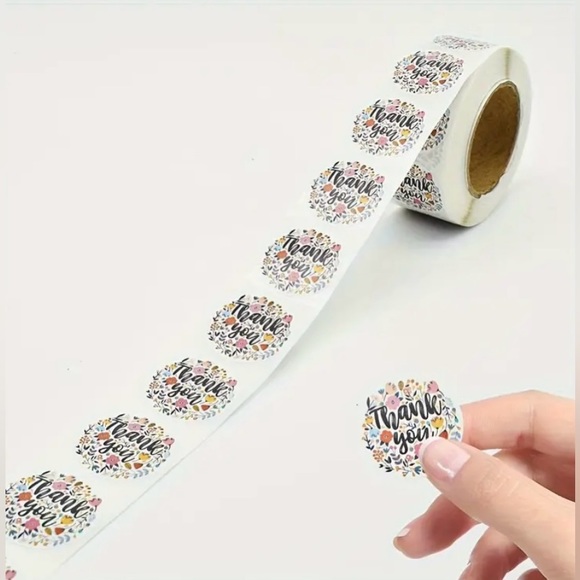 500 pcs/roll Round Flower Element Tank You Sticker. - Picture 3 of 4